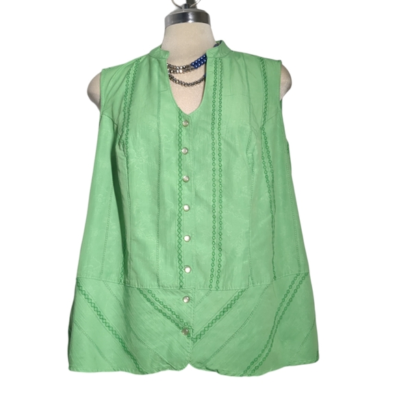 ENCORE Green Sleeveless Blouse Size 14 - Picture 3 of 11